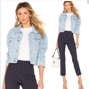 GRLFRND Lacy Cropped Denim Jacket